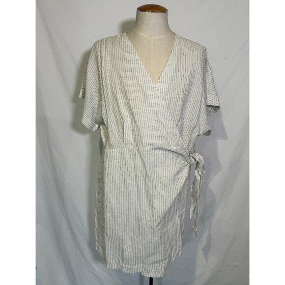 NWT Hudson North Linen Blend Wrap Comfy Stylish Belted Stripe Linen Dress Sz 3XL - Picture 16 of 16